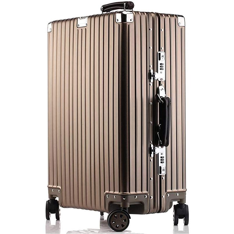 最高級のスーパー アルミニウムマグネシウム合金製スーツケース機内持ち込みスーツケーストラベルバッグキャリーバッグ静音キャスター自在車1801 1802モデル シルバー S メンズ腕時計