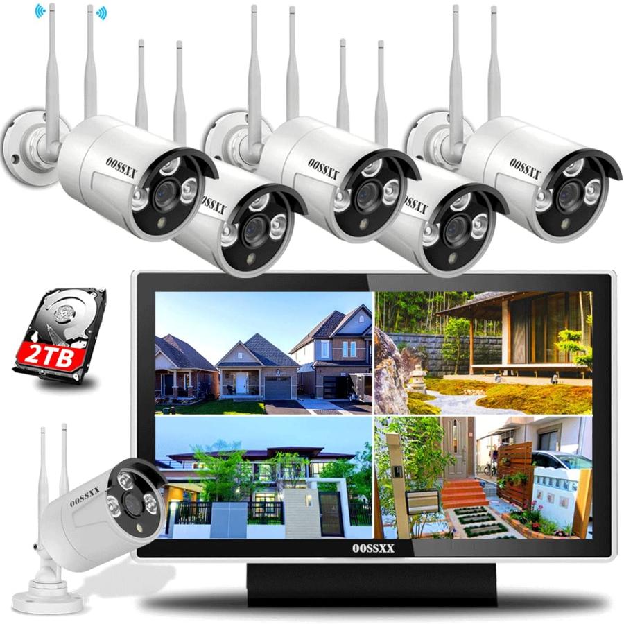 10インチモニター付き 防犯カメラ ワイヤレス 遠隔監視 2台/4台/6台