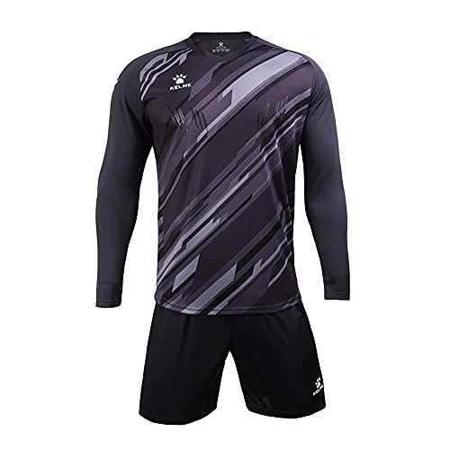 [ケルメ] KELME キーパーウェア メンズ 上下セット 長袖 キーパーシャツ&パンツ サッカーゴールキーパー練習着 (ブラック L)