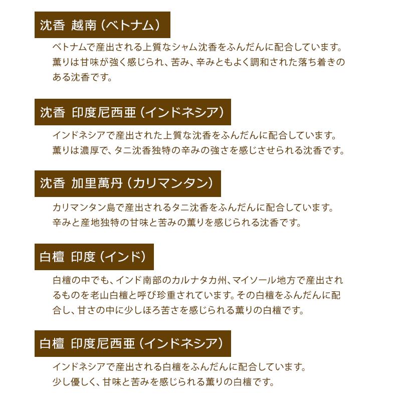 香りのお試しセット 香木吟味「5種のお線香」沈香3種類各2本 香りのお試しセット 香木吟味「5種のお線香」沈香3種類各2本