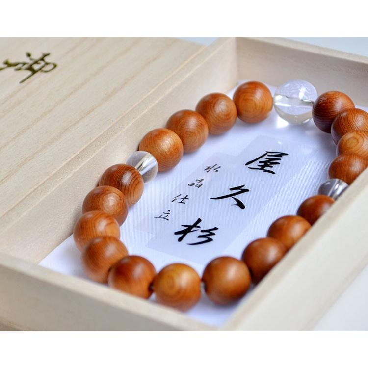 腕輪念珠 ブレスレット 数珠 屋久杉10mm 水晶仕立 桐箱入 水晶 腕輪念珠 ブレスレット 数珠 屋久杉10mm 水晶仕立 桐箱入 水晶