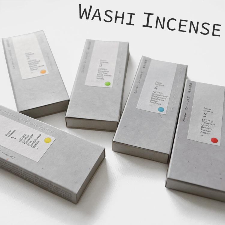 和紙のお香 「WASHI INCENSE」 30枚入り お香クリップ付 全5種類
