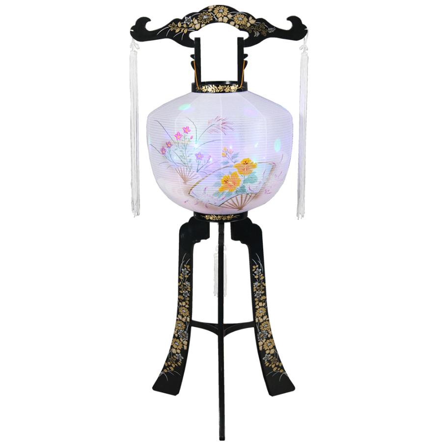 盆提灯 おまけ付 単品 京提灯 深山2号 舞扇 PC製 高さ100cm LED 12灯 ホタル球 電気式 すっきりコード巻＆線香テスタープレゼント