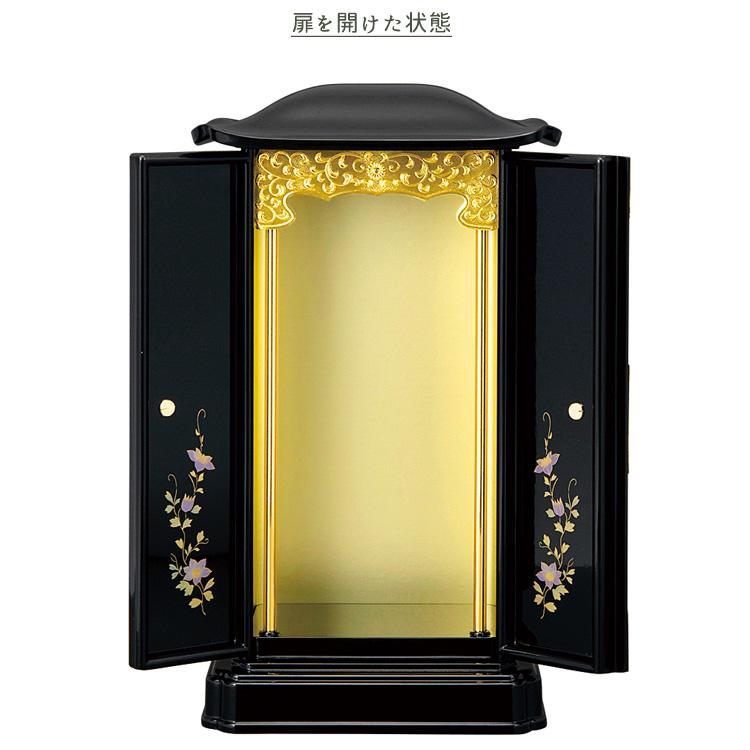サンメニー 厨子型仏壇 小サイズ「黒/内金・蒔絵/鉄仙」上置 サンメニー 厨子型仏壇 小サイズ「黒/内金・蒔絵/鉄仙」上置