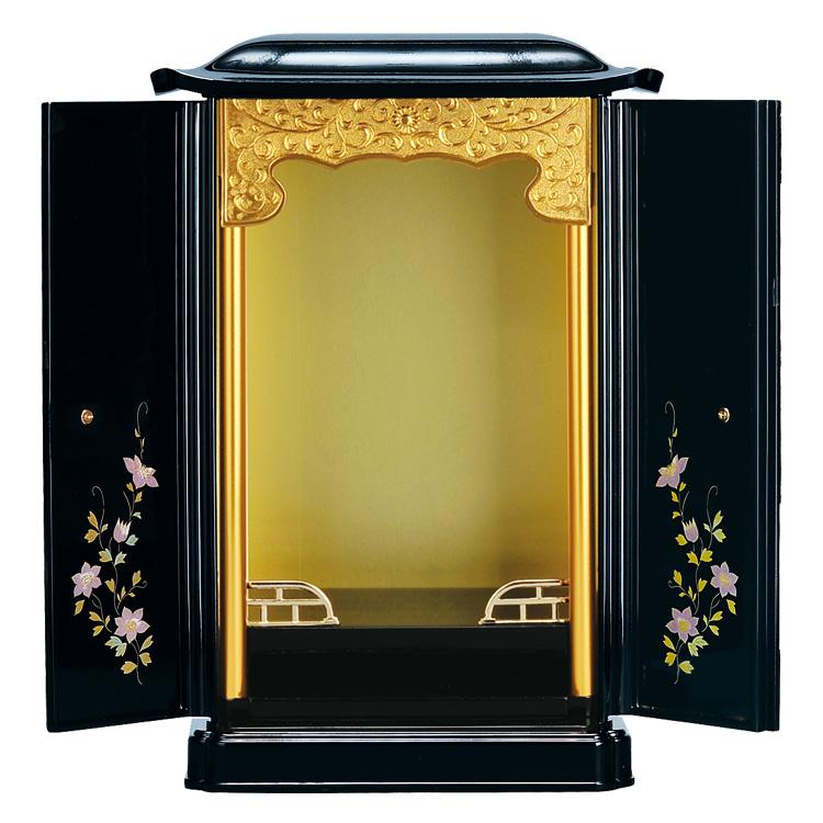 サンメニー 厨子型仏壇 大サイズ 黒/内金・蒔絵/鉄仙 上置タイプ サンメニー 厨子型仏壇 大サイズ 黒/内金・蒔絵/鉄仙 上置タイプ
