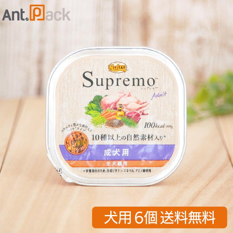 シュプレモ ニュートロ 成犬用 トレイ 100g×6個 （送料無料
