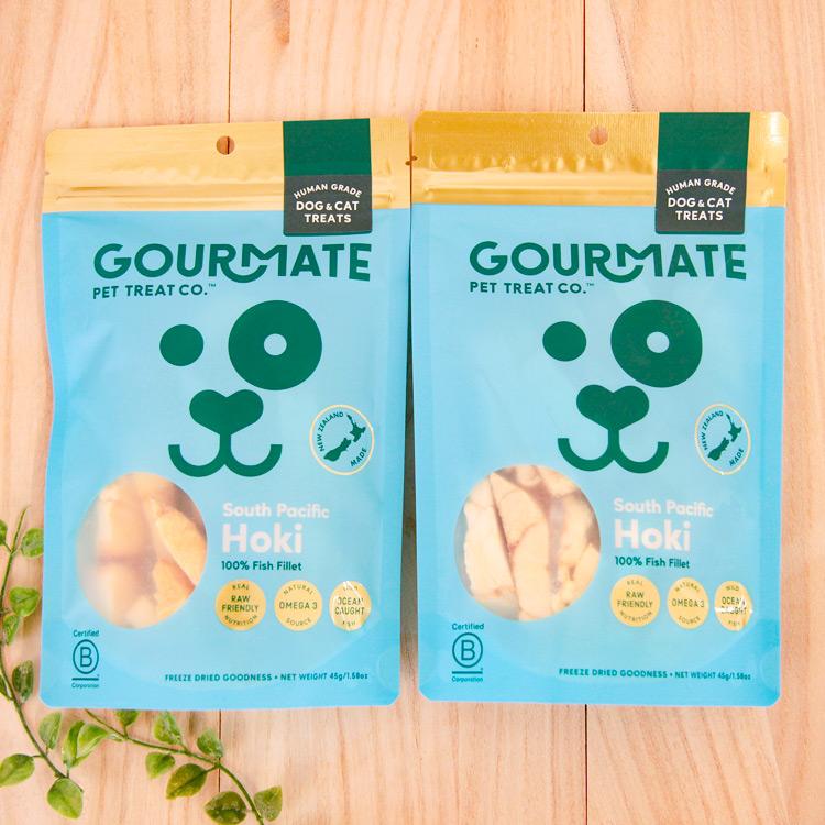 グルメイト フリーズドライトリーツ ホキ(白身魚) 犬猫用 45g×2個＋腸