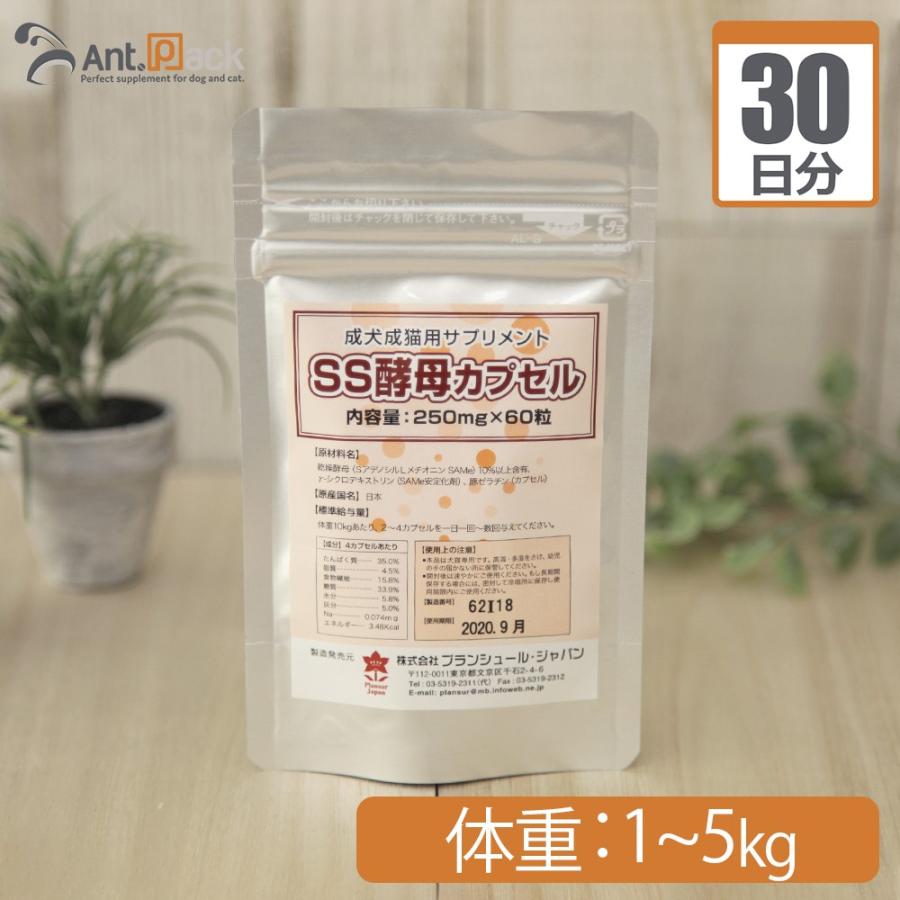 SS酵母 カプセル 犬猫用 体重1kg〜5kg 1日1カプセル30日分 : Ant.Pack