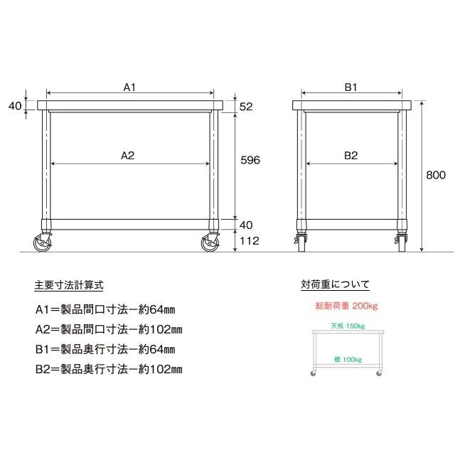 Plus-Size キャスター付ステンレス作業台 四段 1200mm×900mm レンジ台 調理台 ステ｜antdesignstore｜16