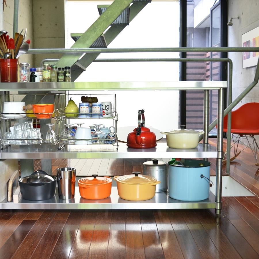 キャスター付ステンレス作業台 ステンレス台 三段 900mm×450mm レンジ