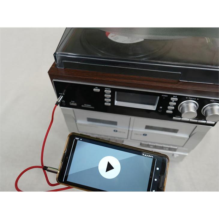 ファミリーライフ マルチオーディオプレーヤー a33438 CD レコード カセット 録音 USB SDカード LP盤 SP盤 EP盤 対応の画像