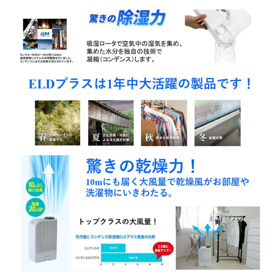 カンキョー コンデンス除湿器 ELDプラス マルチホースセット付き 00308201 コンデンス式除湿機 衣類乾燥 結露対策 梅雨の画像