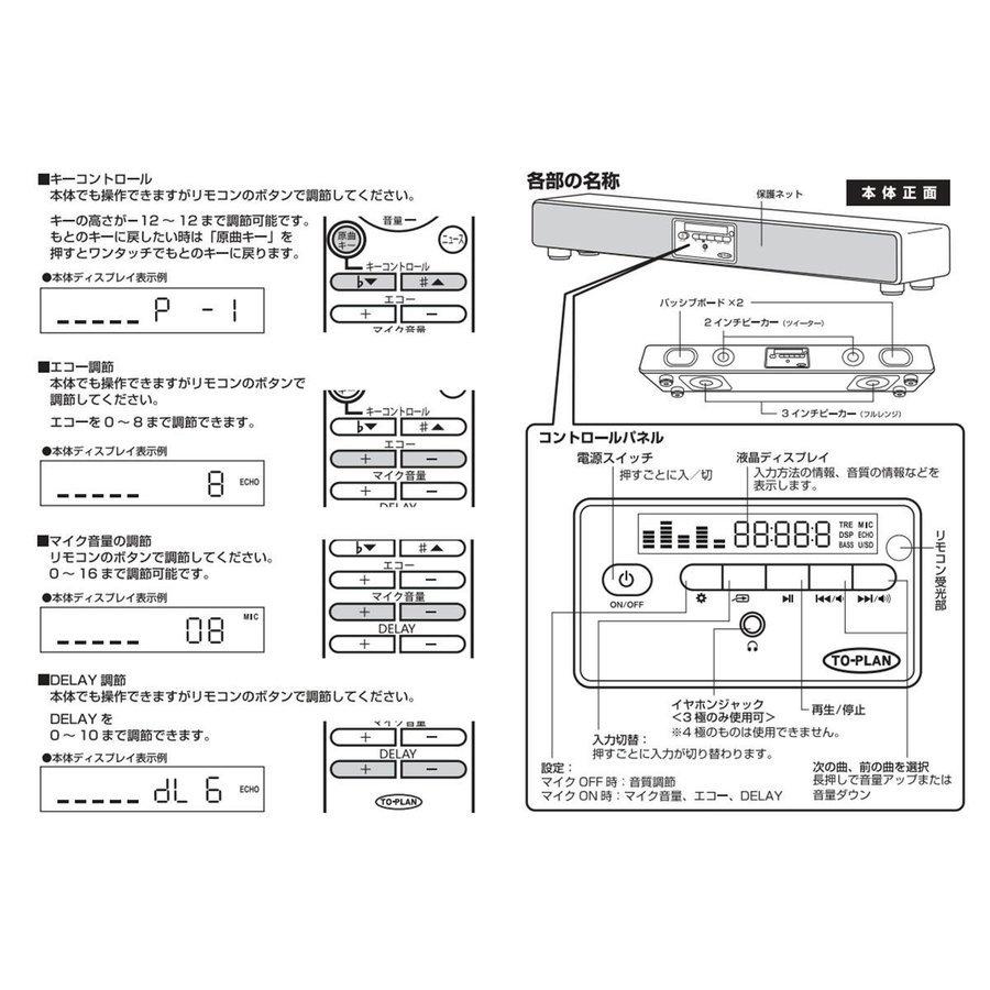 カラオケ サウンドプロ TKMI-002 ワイヤレスマイク2本付き アンプ内蔵スピーカー 木目調デザイン｜antel-store｜07