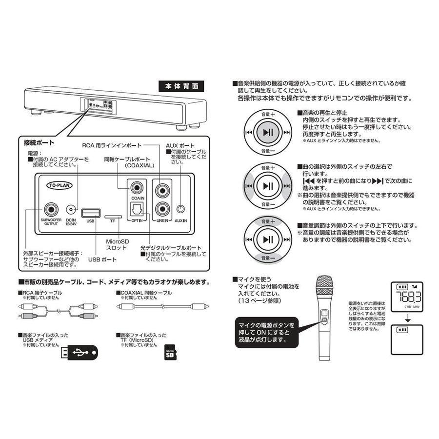 カラオケ サウンドプロ TKMI-002 ワイヤレスマイク2本付き アンプ内蔵スピーカー 木目調デザイン｜antel-store｜08