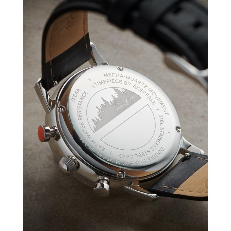 Åkerfalk オーカーフォーク クロノグラフ腕時計 ブラック 12H/24H表示時計 スウェーデン 60'sヴィンテージデザイン アナログ ウォッチ｜antel-store｜03