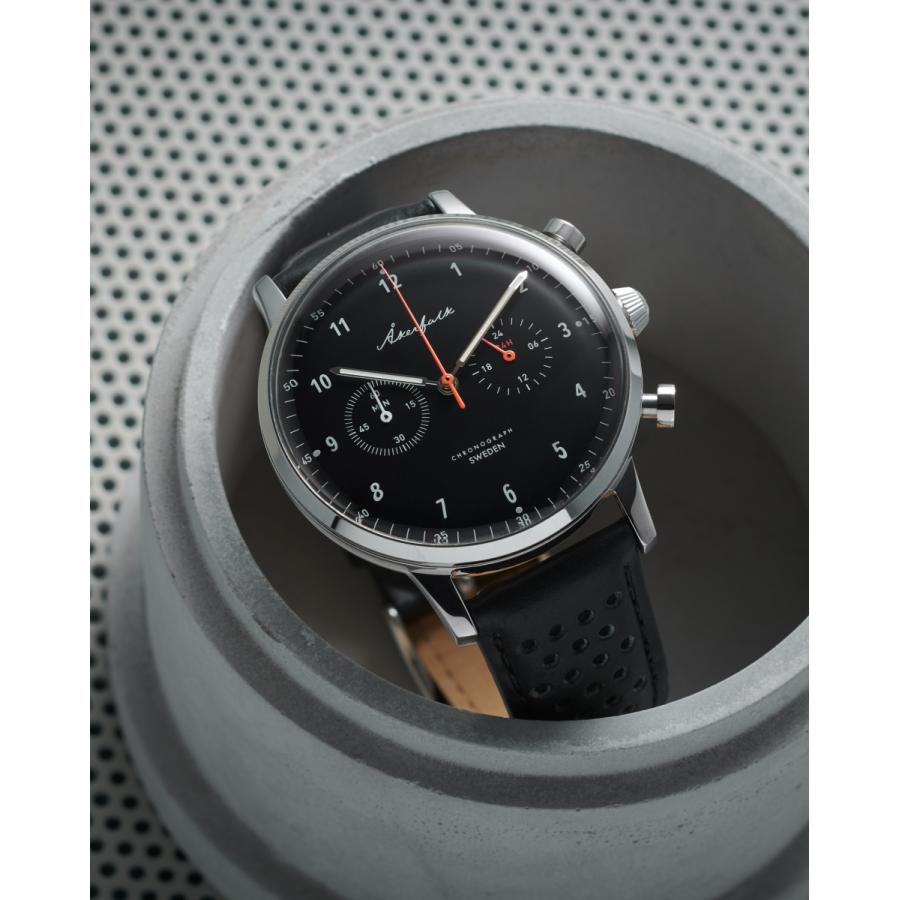 Åkerfalk オーカーフォーク クロノグラフ腕時計 ブラック 12H/24H表示時計 スウェーデン 60'sヴィンテージデザイン アナログ ウォッチ｜antel-store｜05