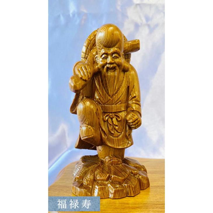 神木 屋久杉 七福神 認定シール付き 泊 健一郎作 置物 縁起物 工芸品