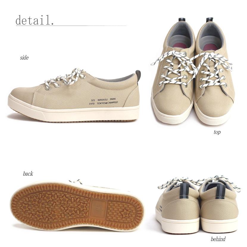 Tokyo Campgo トーキョーキャンプゴー ローカットスニーカー 靴 レディース 防水 耐滑 キャンプ アウトドア 軽量 ロゴ フラット 黒 ベージュ カーキ 全天候 3e 46 51 レディース シューズ アンテロープ 通販 Yahoo ショッピング