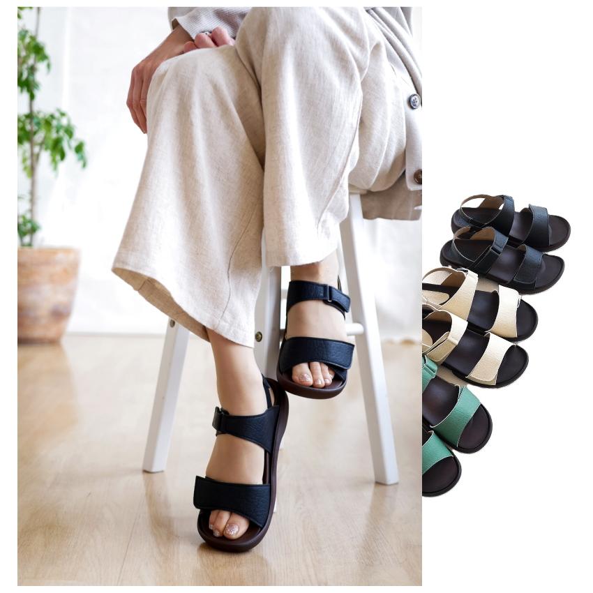 Re:getA リゲッタ サンダル レディース 日本製 2本ベルト 面ファスナー