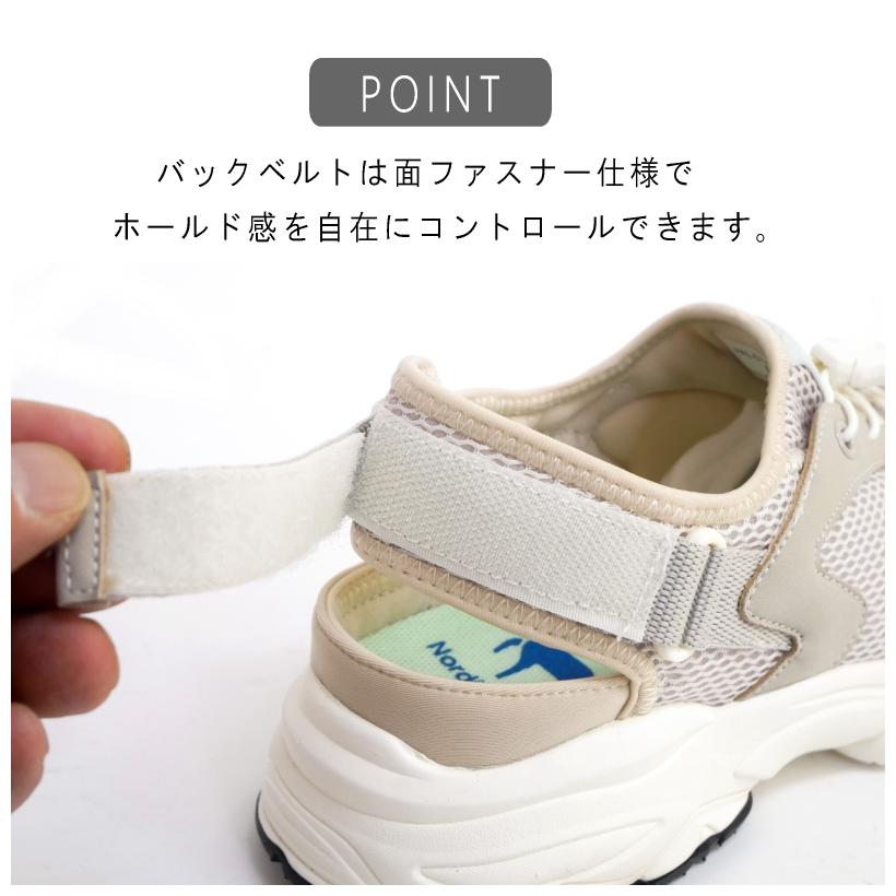 スニーカーサンダル レディース バックベルト 面ファスナー ベルクロ