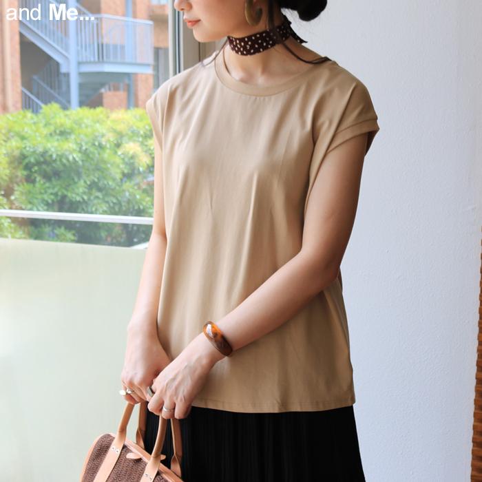 コットン ストレッチ オーバーサイズ ノースリーブ カットソー Tシャツ トップス クルーネック レディース フレンチスリーブ 春 夏 送料無料 メール便対応b K 6 And Me アンドミー 通販 Yahoo ショッピング