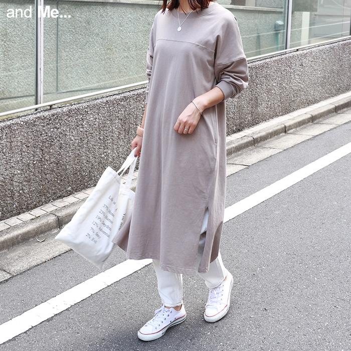 コットン フットボールtシャツ 長袖 ワンピース レディース サイドポケット スリット カジュアル 春 夏 秋 宅配便a E 6 And Me アンドミー 通販 Yahoo ショッピング