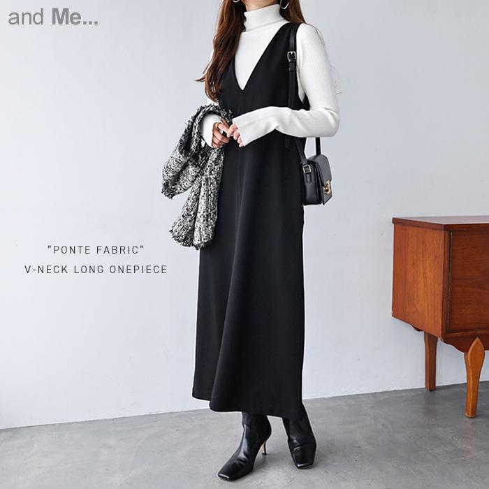 梨地 ポンチ ストレッチ Vネック ノースリーブ ワンピース レディース オケージョン オフィス ジャンパースカート キレイめ M Lサイズ 春 夏 秋 冬 宅配便a Sale 70 Off
