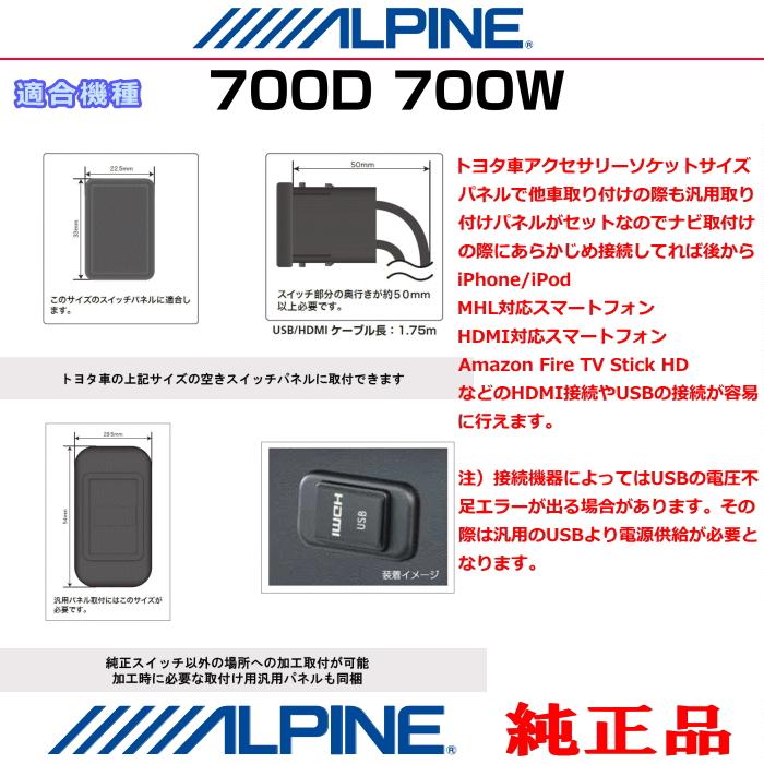 ALPINE（アルパイン） 700W / 700D 純正部品 iPhone/iPod MHL/HDMI対応