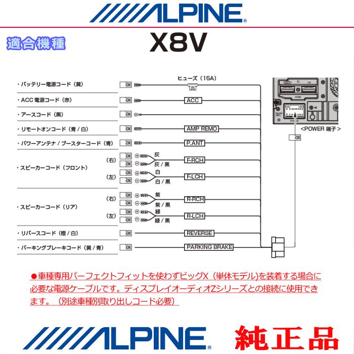 ALPINE（アルパイン） X8V 純正部品 電源コード（汎用電源コード