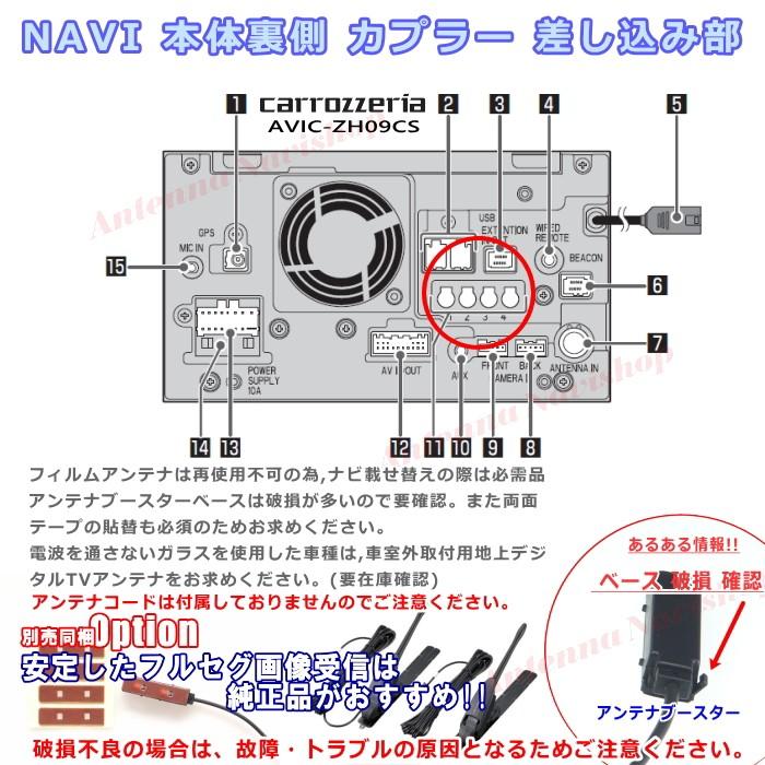 Carrozzeria AVIC-ZH09CS フルセット 新品フィルムアンテナ カロッツェリア パイオニア AVIC-ZH09CS 純正品 地デジ TV フィルム