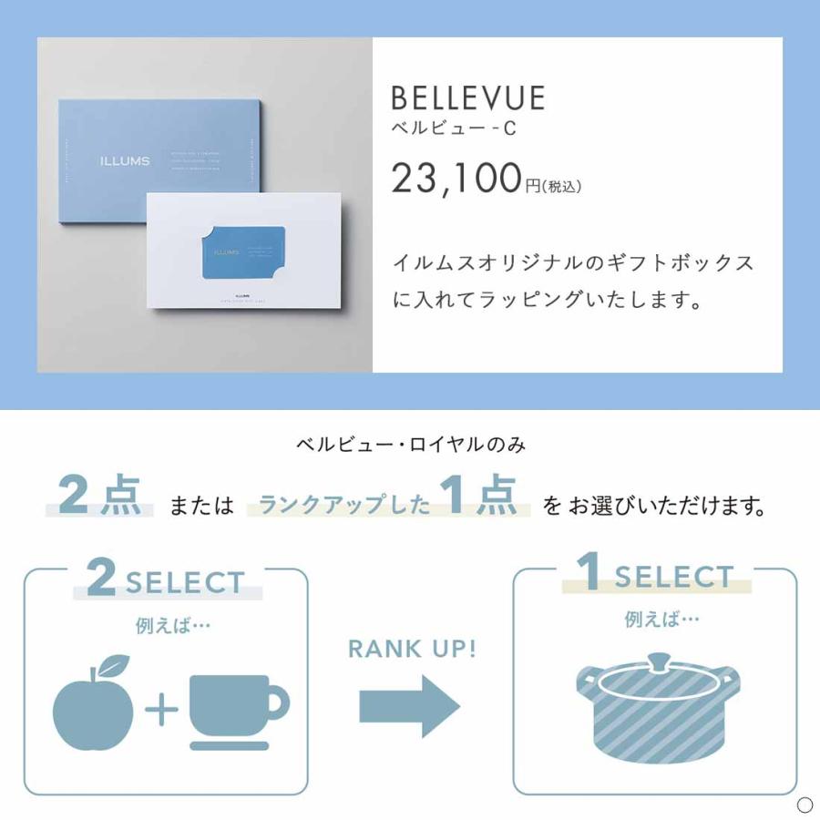 カタログギフト カードカタログ 香典返し 出産内祝い 結婚内祝い 内祝い お返し ご贈答 贈り物 返礼品 ILLUMS(イルムス) e-order choice ＜ベルビュー-C＞の画像
