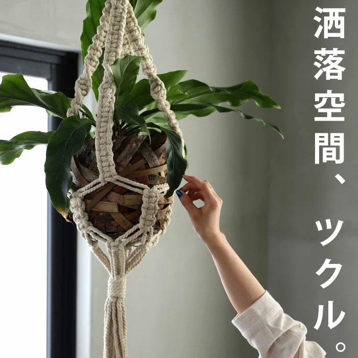 プラントハンギング マクラメ 最先端 上質で快適 編み 吊り下げ ハンギングバスケット アンティカフェ 観葉植物