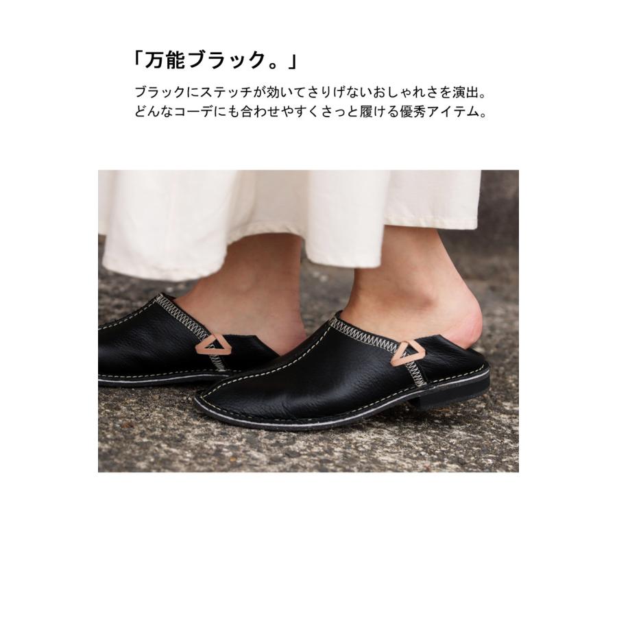 本革 牛革 靴 スリッパ バブーシュ シューズ 2Way 室内 室外 約24.5cm