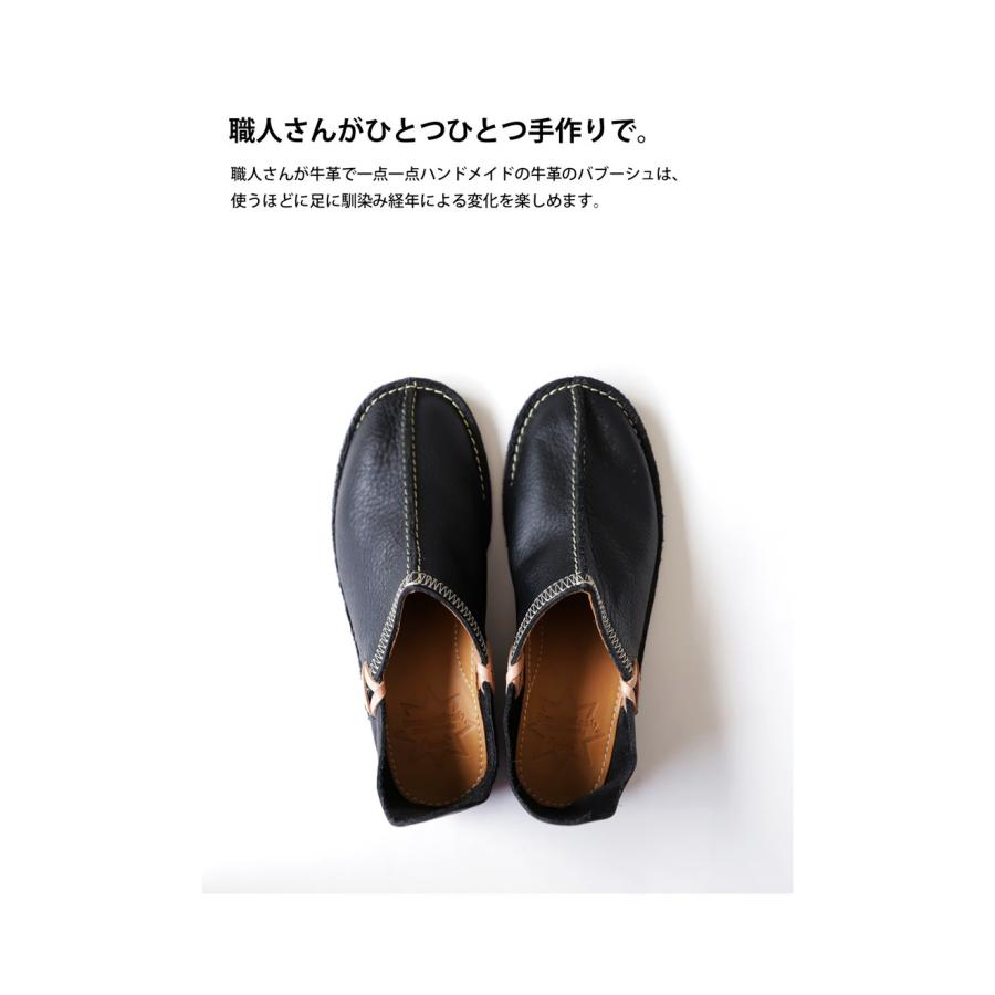 本革 牛革 靴 スリッパ バブーシュ シューズ 2Way 室内 室外 約24.5cm