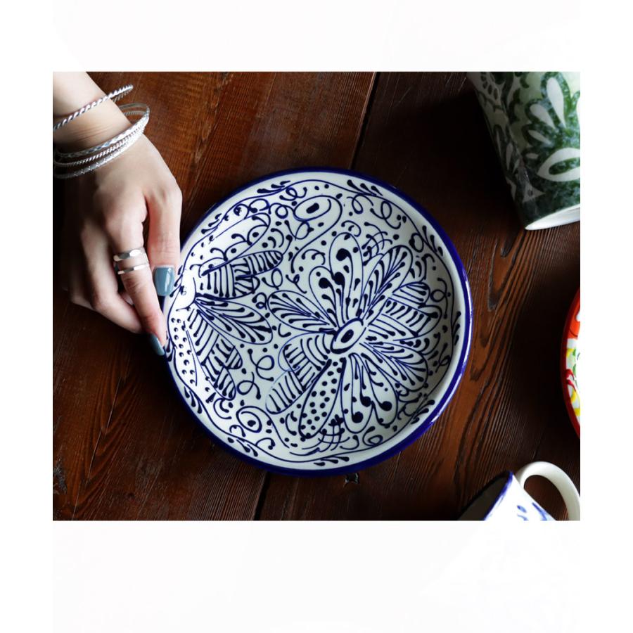 平皿 20cm プレート 北欧 お皿 丸皿 うつわ 器 洋食器 陶器 総柄 花柄