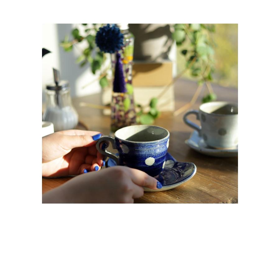 レトロドット陶器カップ＆ソーサー 日本製 コーヒー紅茶用 ・メール便