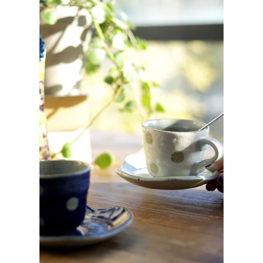 レトロドット陶器カップ＆ソーサー 日本製 コーヒー紅茶用 ・メール便