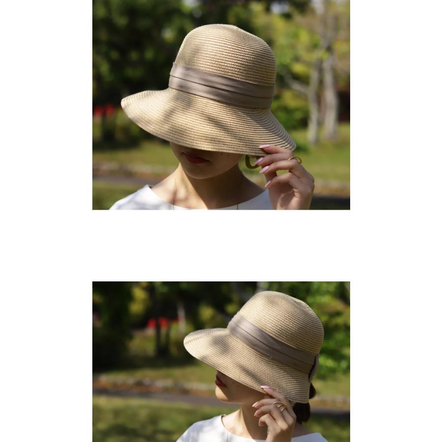 antiqua（アンティカ） 広つば リボン付き UVカット ハット レディース