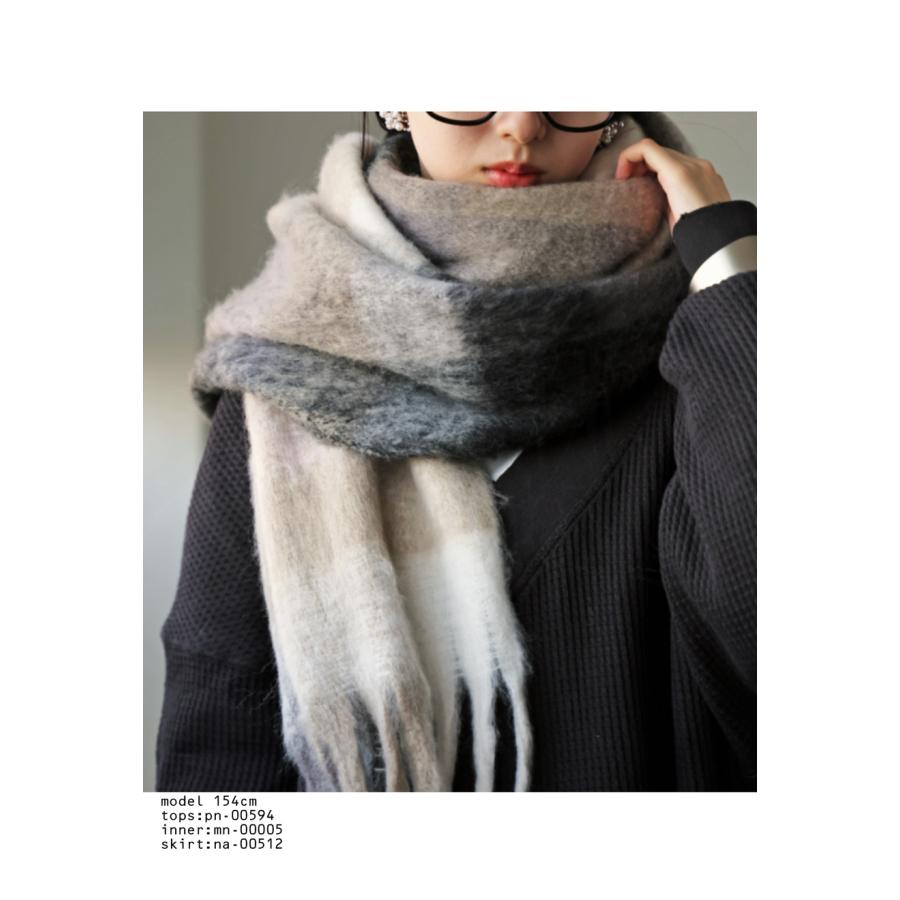 antiqua（アンティカ） チェック柄 マフラー ストール レディース 大判