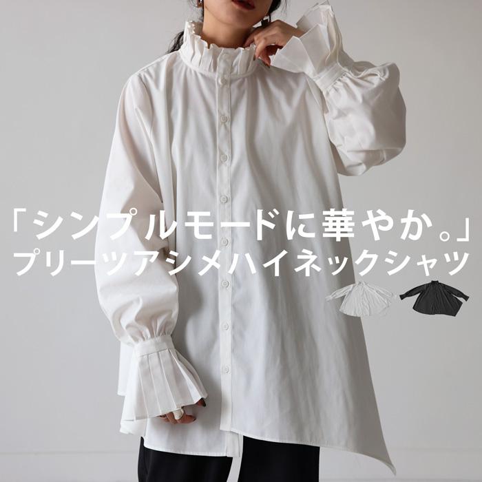 antiqua（アンティカ） プリーツハイネックシャツ ブラウス レディース
