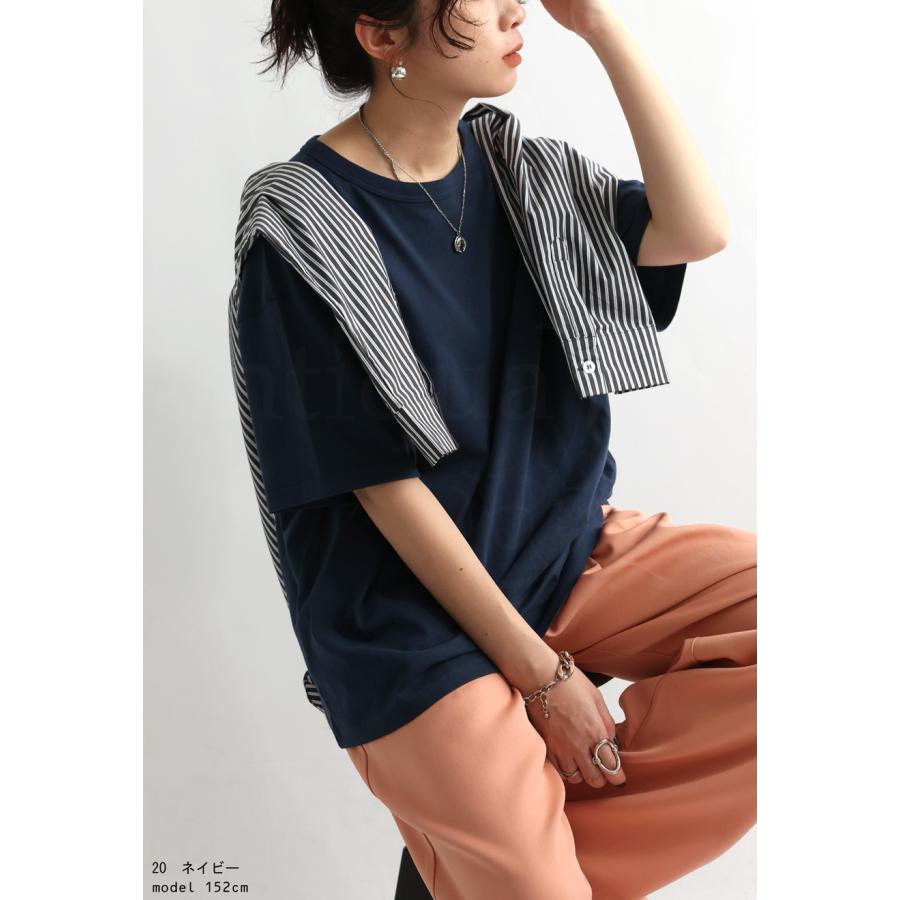 コットンTシャツ Tシャツ レディース トップス 半袖 無地 ・80ptメール便可 | antiqua | 21
