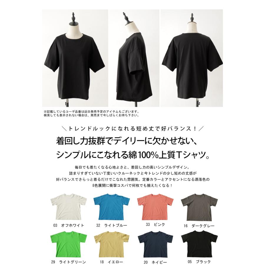 コットンTシャツ Tシャツ レディース トップス 半袖 無地 ・80ptメール便可 | antiqua | 09