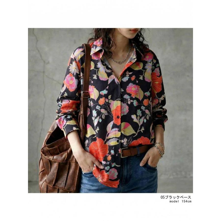 antiqua（アンティカ） 花柄 シャツ レディース 長袖 レギュラーカラー 