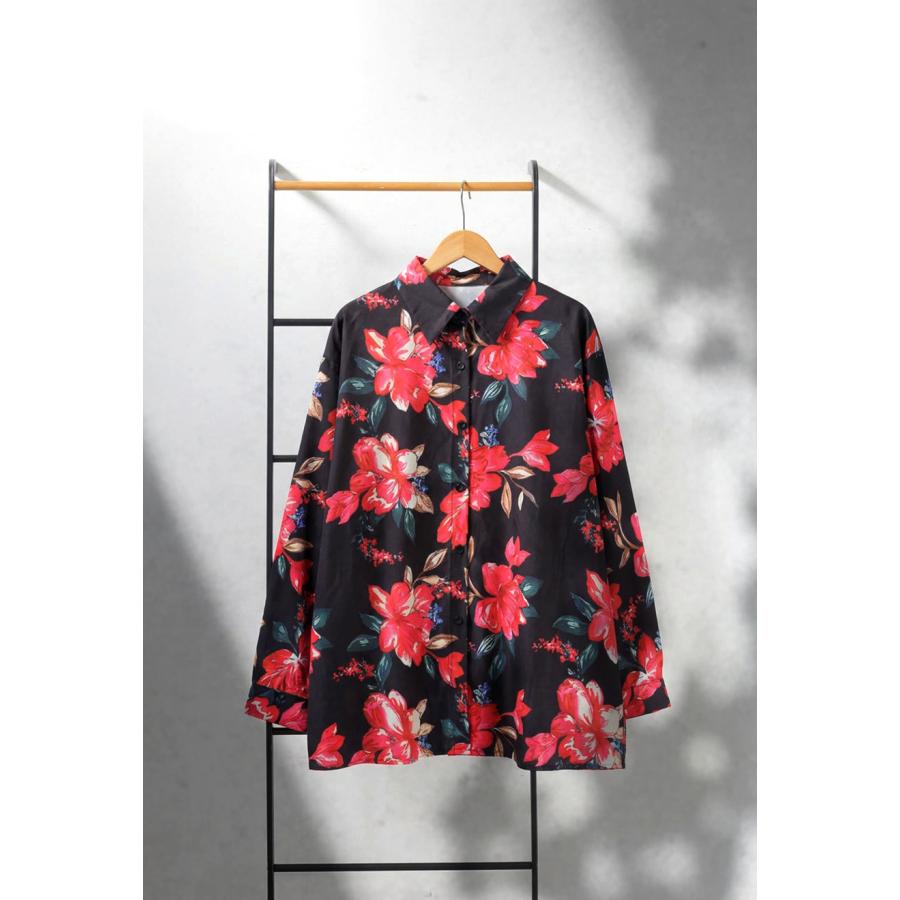 antiqua（アンティカ） 花柄 レトロ シャツ レディース 長袖 羽織り