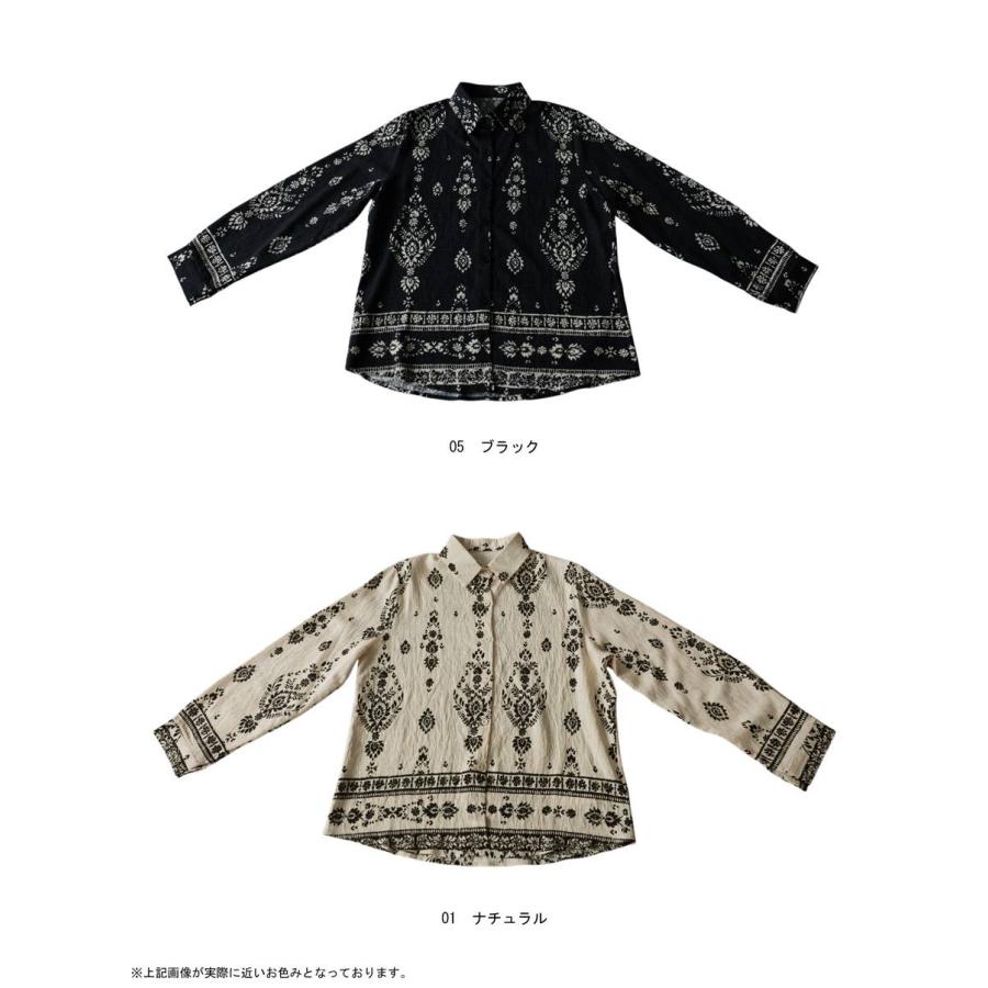antiqua（アンティカ） オリエンタル柄 総柄シャツ ブラウス 長袖