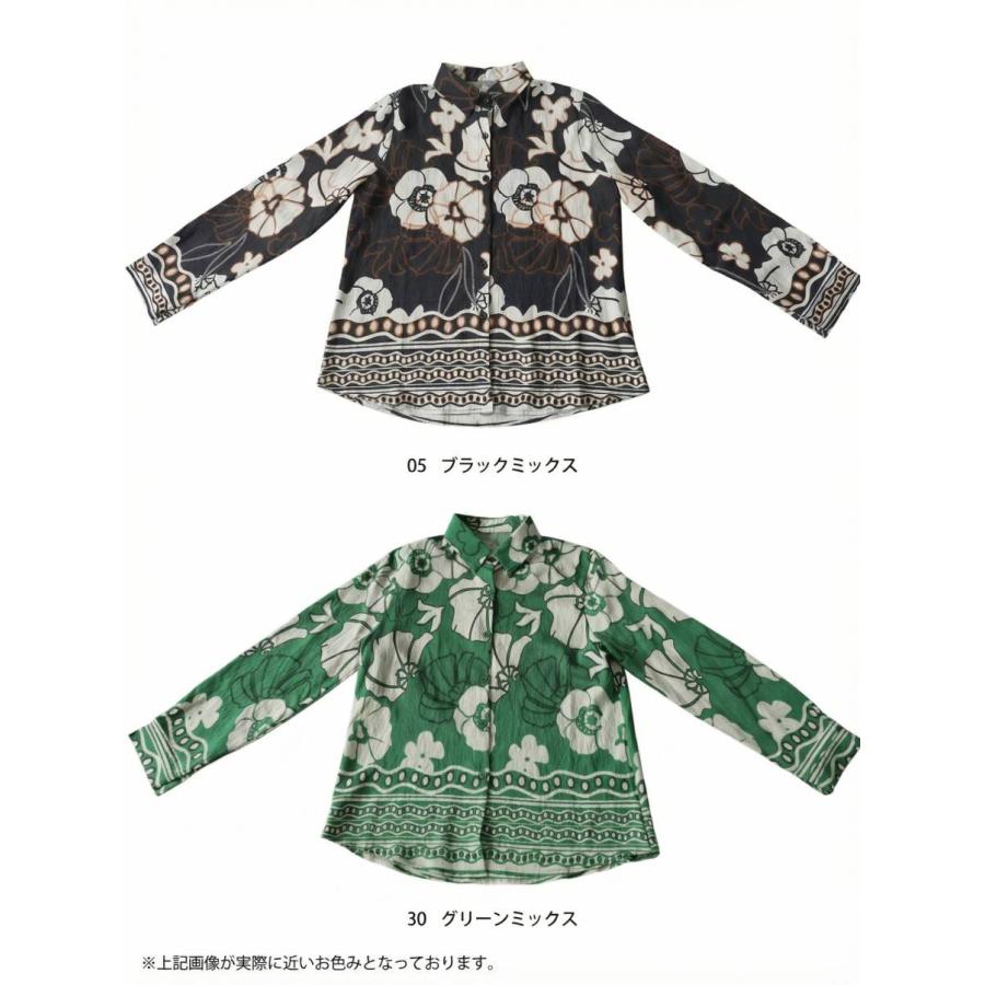 antiqua（アンティカ） シャツ レディース 長袖 花柄 前開き 羽織り