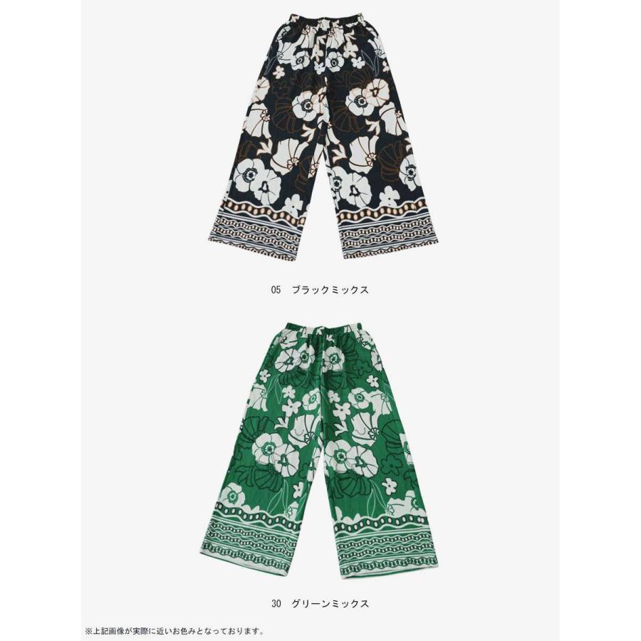 antiqua（アンティカ） ワイドパンツ レディース 花柄 ロング ウエスト