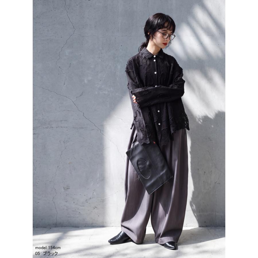 フォーティファイブアール 花柄刺繍レース 長袖ブラウス コットン100％【2】 antiqua（アンティカ） ブラウス レディース 刺繍 レース 長袖 綿100