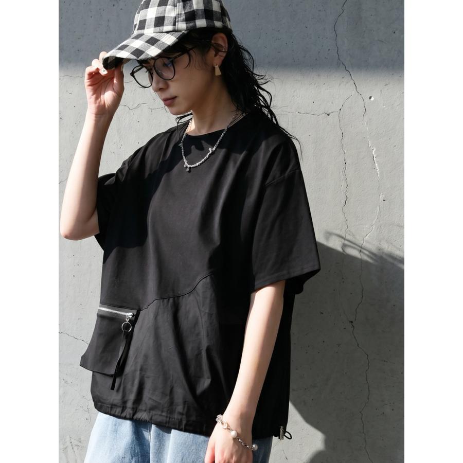 antiqua（アンティカ） 異素材切替 Tシャツ レディース 半袖 無地 送料