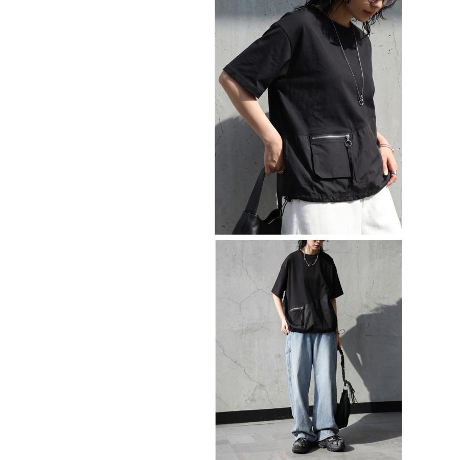 antiqua（アンティカ） 異素材切替 Tシャツ レディース 半袖 無地 送料